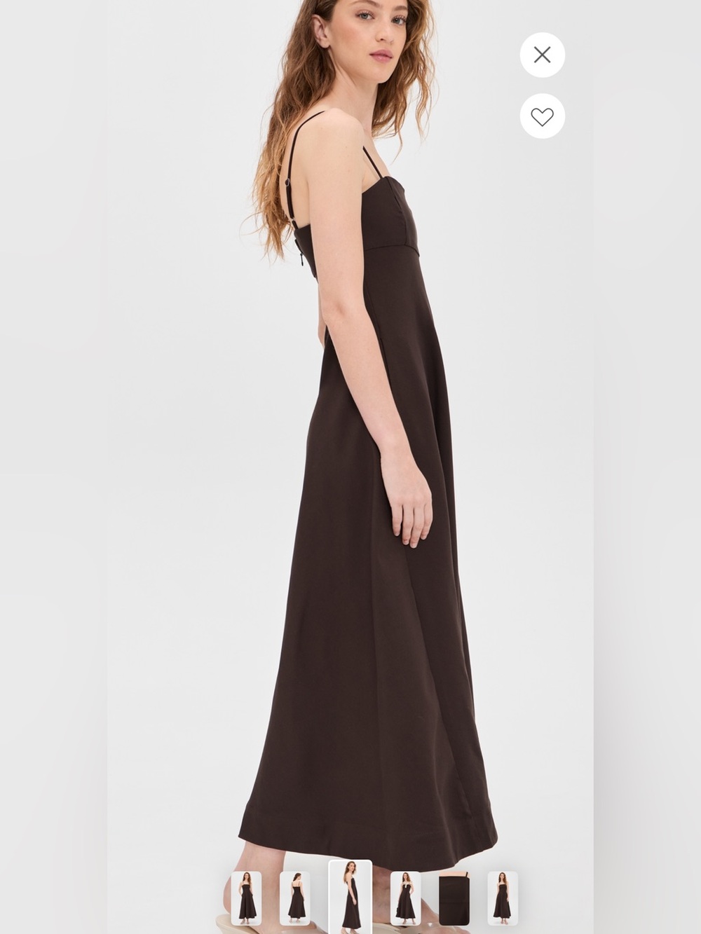 Line and Dot Classic Brown Spaghetti Strap Midi Dress - Picture 7 of 8